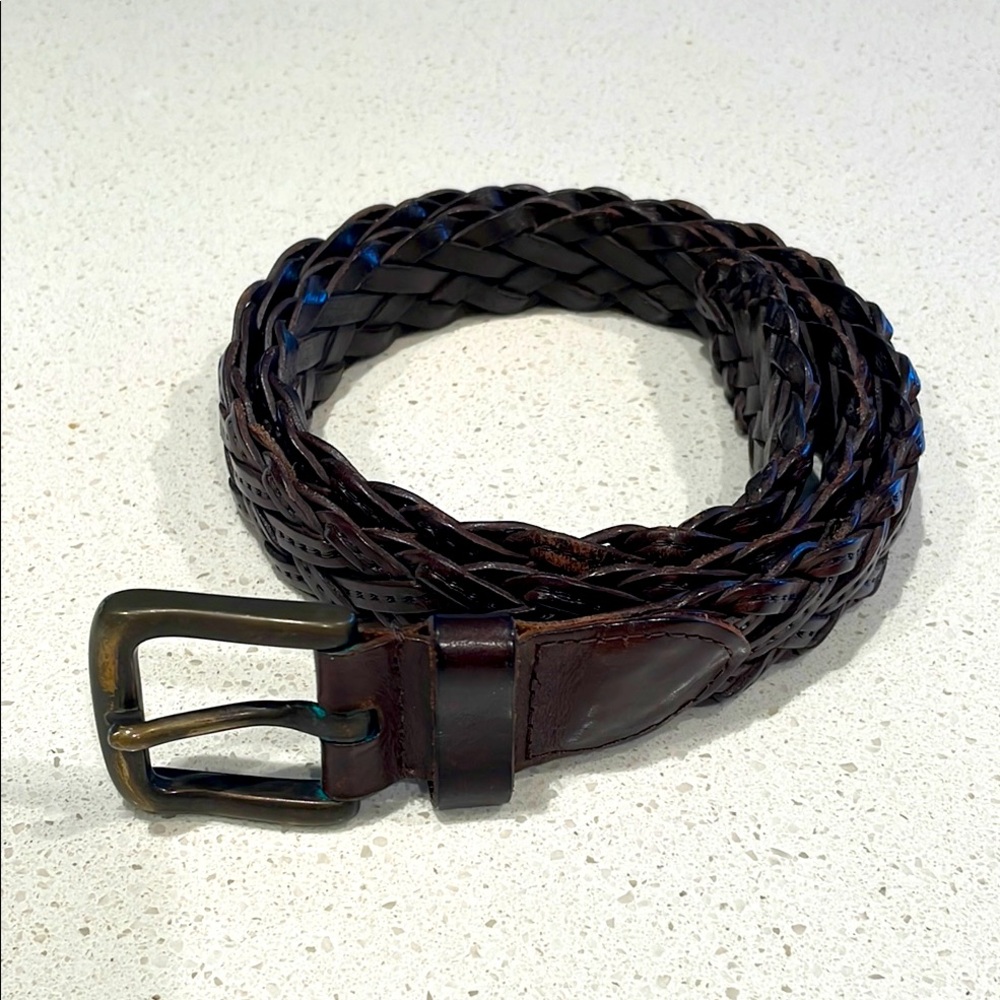 Massimo Dutti - Brown Leather Braided belt.
